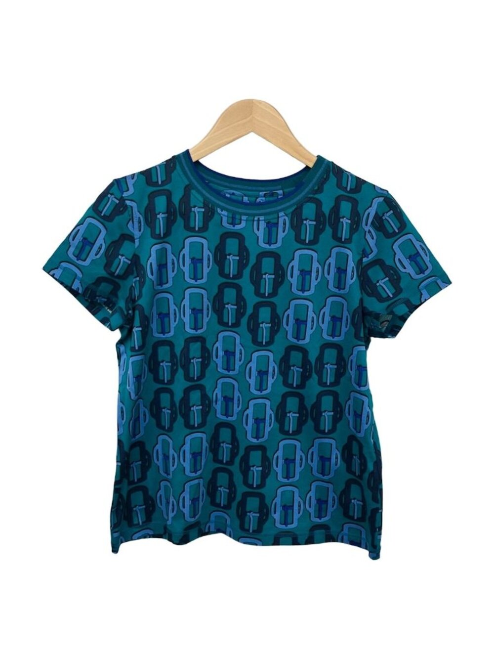 Hermes Short Sleeve T-Shirt M Green Blue Navy Modernbuckle